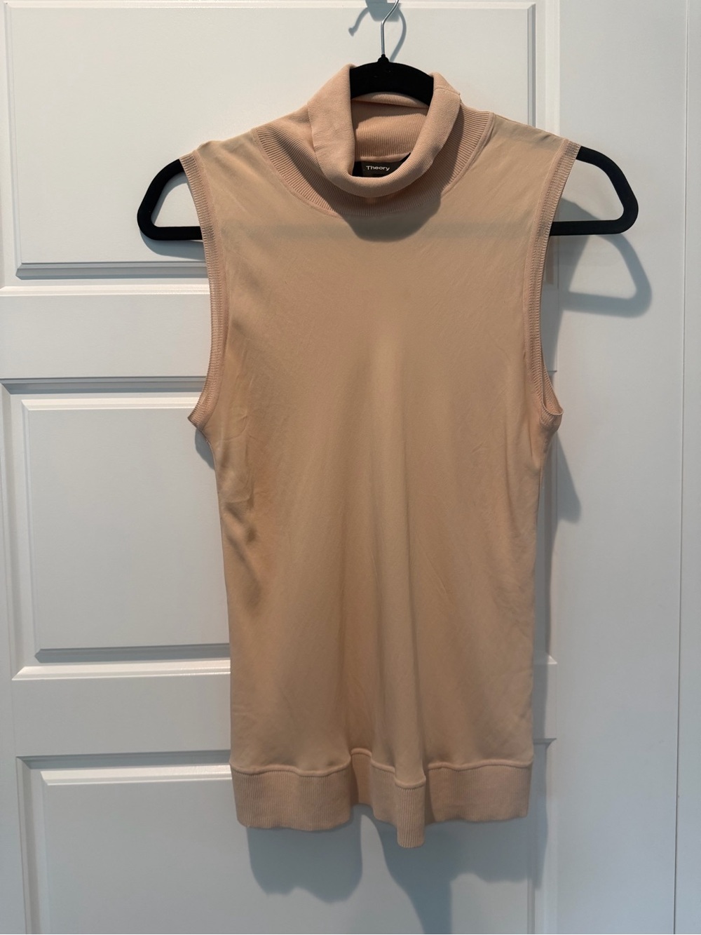 Theory Silk / Knit Turtle Neck Tank Nude Beige Timeless Capsule Size Medium